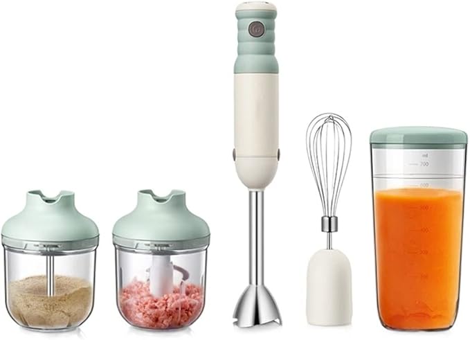 TOEWOE Immersion Hand Blender 500 W 4-in-1 Handheld Multi-Purpose Stick Blender with Egg Whisk Food Grinder Puree for Infant Food Smoothies and Soups