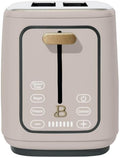 Beauti 2 Slices Toaster with Touch Activated Display 900 W Bagel/Frozen/Reheat Presets Wide Slots Easy Cleaning (Porcini Taupe)