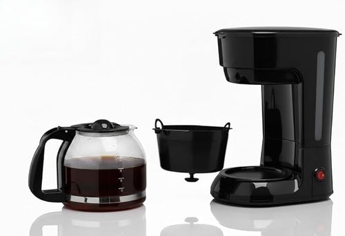 12-Cup Coffee Maker with Easy On/Off Switch Easy Pour Non-Drip Carafe with Removable Filter BasketKeep Hot PlateClear Water Level Window Coffee Machine Black (Black)
