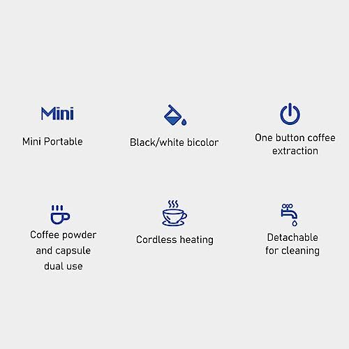 Asixxsix Portable Coffee Maker 2 in 1 Mini Handheld Coffee Machine Single Serve Coffee Brewer USB Rechargeable Auto Mini Coffee Maker for Car Travel Camping