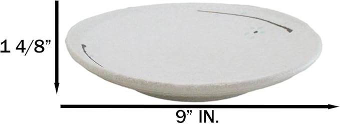 Ebros Gift Modern Yukino Hana Snow Flowers Ceramic Dinnerware Serveware Kitchenware Set Oriental Asian Restaurant Supply (Pack Of 5 Round Dinner Plates 8.75D)