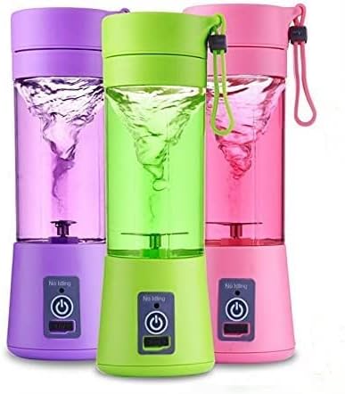 Portable Blender Smoothies Personal Blender Mini Shakes Juicer 380 ml Cup USB Rechargeable Cordless Shaker Bottle (Blue) 8x3 (Q2-6888)