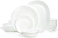 Corelle Vitrelle 38-Piece Service for 12 Dinnerware Set Triple Layer Glass and Chip Resistant Lightweight Round Plates and Bowls Set Winter Frost White