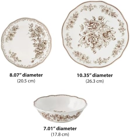 Agatha 12-Piece Stoneware Dinnerware Set (Brown)
