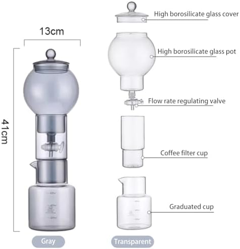 Cold Brew Drip TowerIce Drip Coffee MakerCold Brew Drip Tower Coffee Maker600 ml/20 oz Cold Brew Tower Slow Drip Cold Brew Machine (Transparent)