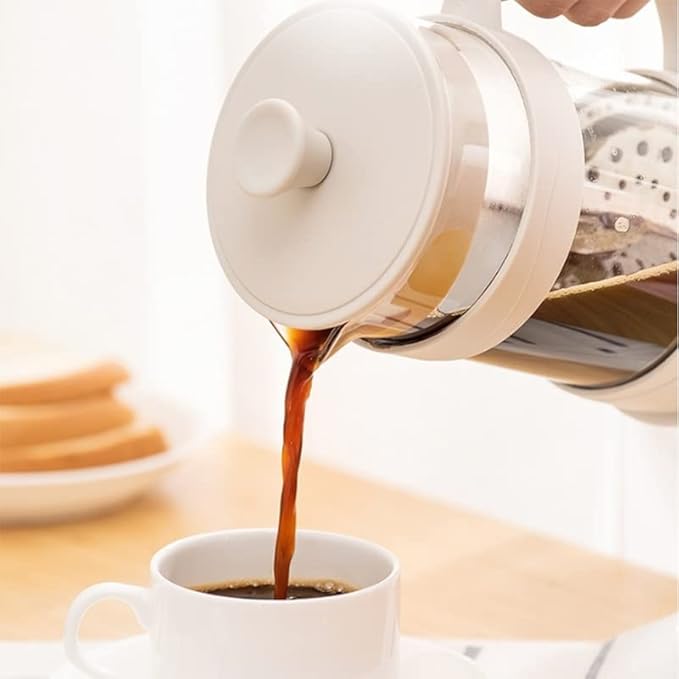 French Press Coffee Maker 12 Oz White Presses Tea Makers with Borosilicate Glass Cold and Hot Brew