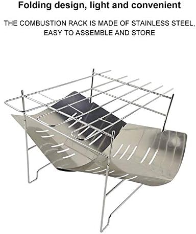 Outdoor Camp Portable Folding Stainless Steel Barbecue Charcoal Grill + Wire Mesh (Silver) Cookware Set Cookware Picnic Boiler Cookware (Color : Silver)