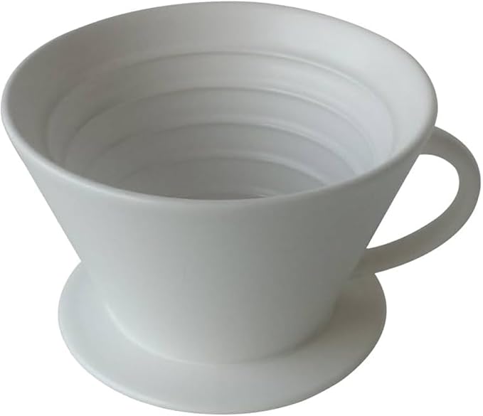 flat-bottom ceramic pour-over coffee dripper.