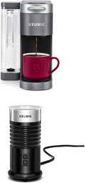 Keurig K-Supreme Coffee Maker Single Serve K-Cup Pod Coffee Brewer 66 Oz Dual-Position Reservoir &amp Customizable Settings Gray + Standalone Frother Works Non-Dairy Milk Hot &amp Cold Frothing