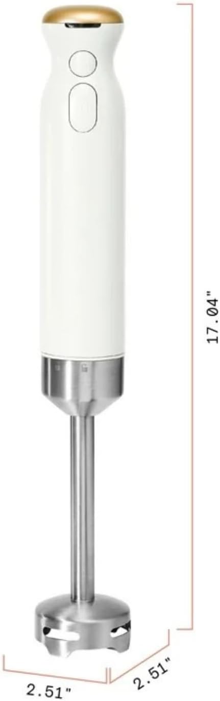 Cordless Hand Blender with 2-Cup Chopper Whisk &amp Large Measuring Cup Perfect for Cooking Smoothies Sauces Purees and Meal Prep (White Icing)