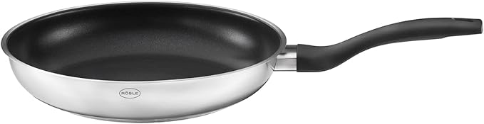 RÖSLE Basic Line Starter Set 5 Pieces 3 Universal Pans 2 Frying Pans 18/10 Stainless Steel with Glass Lid and Pouring Rim Suitable for Induction Cookers Dishwasher Safe Silver