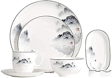 Dinnerware Sets Dish Set Chinese Bone China Tableware Set Service For 1 People Kitchen Dinner Serving White
