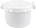 DOERDO Microwave Rice Cooker Round Microwave Food Container Vegetable Steamer Pot Microwave Cookware for Rice Chicken Pasta 7.8x6.1 Inch