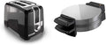 BLACK+DECKER 2-Slice Toaster T2569B Extra Wide Slots 6 Shade Settings 850 Watts Crub Tray &amp Belgian Waffle Maker Stainless Steel WMB500Silver