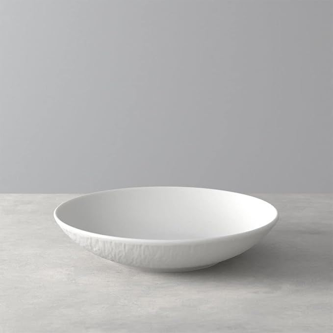 Villeroy &amp Boch Manufacture Rock Blanc 12-Piece Dinnerware Set Service for 4 Dinner Plates Salad Plates &amp Pasta Bowls Premium Porcelain Made in Germany Matte White