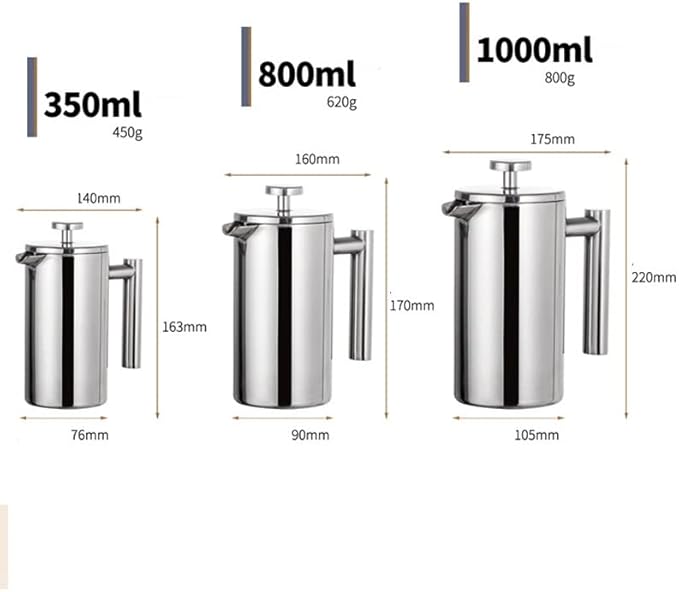Coffee Maker Press Filter Stainless Steel Wall Insulated Teapot Office