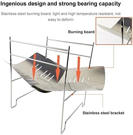 Outdoor Camp Portable Folding Stainless Steel Barbecue Charcoal Grill + Wire Mesh (Silver) Cookware Set Cookware Picnic Boiler Cookware (Color : Silver)