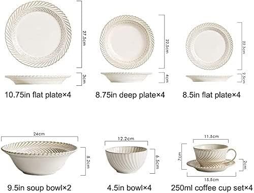 Dinnerware Set Luxury Family Dinner Service Set22pcs Dinnerware SetsCeramics Dinner SetsPorcelain Combination SetPlates/Bowls/Coffee Cups Microwave and Dishwasher Safe
