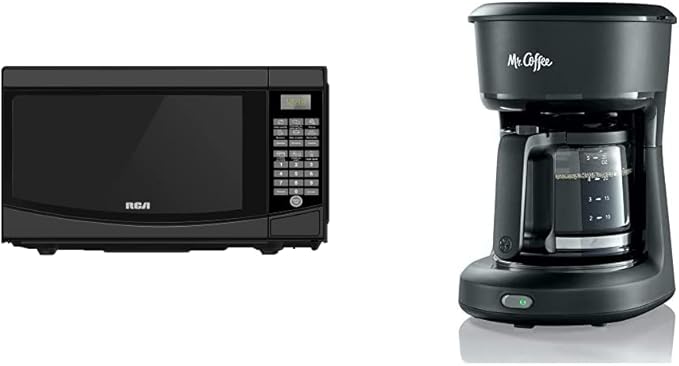 RCA 0.7 Cu. Ft. Microwave and Mr. Coffee 5-Cup Mini Brew Switch Coffee Maker Bundle Black