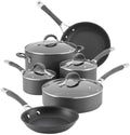 For 10-Piece Hard-Anodized Aluminum Nonstick Cookware Set in Gray