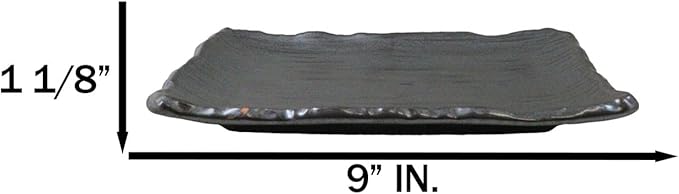 Ebros Gift Iron Black Clay Underglaze Technique Tetsu Kesho Porcelain Dinnerware Kitchen Set Asian Japanese Restaurant Supply (Pack Of 5 Rectangular Wavy Sushi Plates)