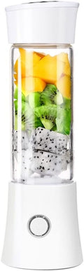 Portable Blender Smoothie Juicer Cup - Six Blades in 3D 480ml Fruit Mixing Machine with 4000mAhMixer Fruit Rechargeable Personal Size USB Home Jucie Blender Bottles (Color : White)