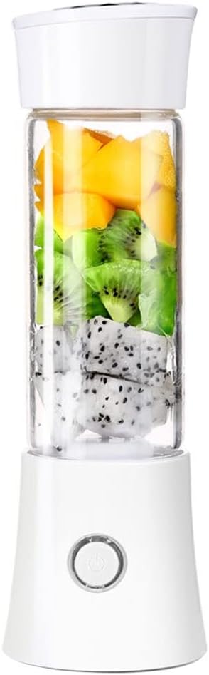Portable Blender Smoothie Juicer Cup - Six Blades in 3D 480ml Fruit Mixing Machine with 4000mAhMixer Fruit Rechargeable Personal Size USB Home Jucie Blender Bottles (Color : White)