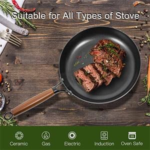 AUDANNE Nonstick Pots and Pans Set 9 Pieces Non Stick Kitchen Cookware Cooking Skillets Include Frying Pan with Lid Saucepan Casserole Spoon Turner Spatula PFOA Free for Induction Black