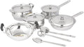 Kitchen Cookware Sets 12-Piece Basic Stainless Steel Induction Pots and Pans Serving Spoons - Oven &amp Dishwasher Safe Easy to Clean Heavy Duty Silver