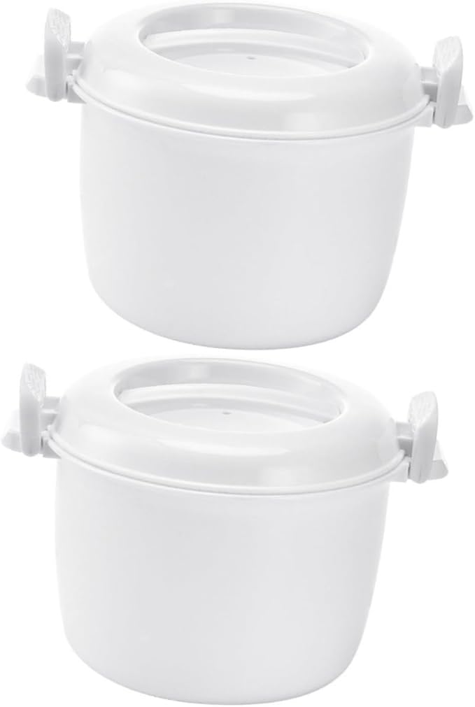 2pcs Microwave Rice Cooker Compact Food-grade Steamer for Rice Pasta and Vegetables for Home Office and Dorm Small