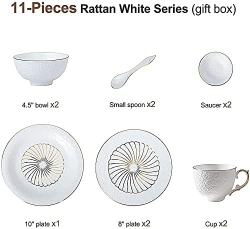 Ceramics Dinner Set Kitchen and Dining Service Durable Kitchen Dinnerware Set Dinner Salad Appitizer Dessert Plate Bowls Best for Indoor and Outdoor Party Creativity Villa Table Decor (Blue 11Pcs)