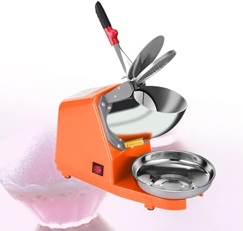 Electric ice Crusher with Stainless Steel Double Blades for ice Cream ice Cream Cocktails and Cold Drinks (Orange)