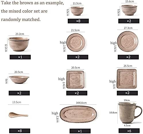 Porcelain Dinnerware Sets Plates and Bowls Sets Porcelain Dinnerware Set 36-Piece Creativity Reactive Glaze Stoneware Dinner Sets - Ceramic Plates Bowls and Mugs - Vint