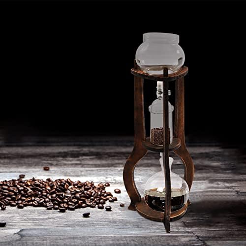 600ml Cold Brew Coffee Maker - Wooden Drip Tower for Iced Coffee Brews 6-8 Cups Ideal for Home &amp Office Use Stylish Coffee Brewer Machine (Brown)