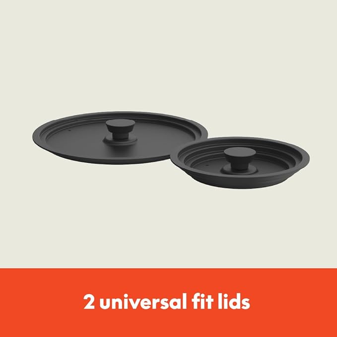 bella 9 Piece Ceramic Nonstick Cookware Set Fits-anywhere™ Kitchenware w EverGood™ Coating Dishwasher &amp Oven Safe All Stovetops Compatible Stackable Design Cool Touch Handles Black
