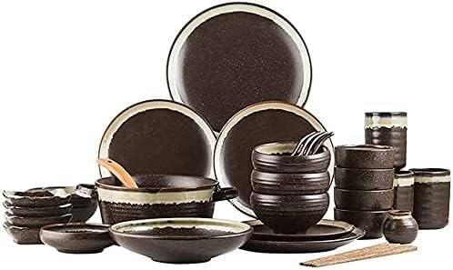 Dinnerware Set Luxury Family Dinner Service Set 34-Piece Dinnerware Sets Creative Green Porcelain Tableware Set with Plates Bowls and Cups Ceramic Dinner SetGreen