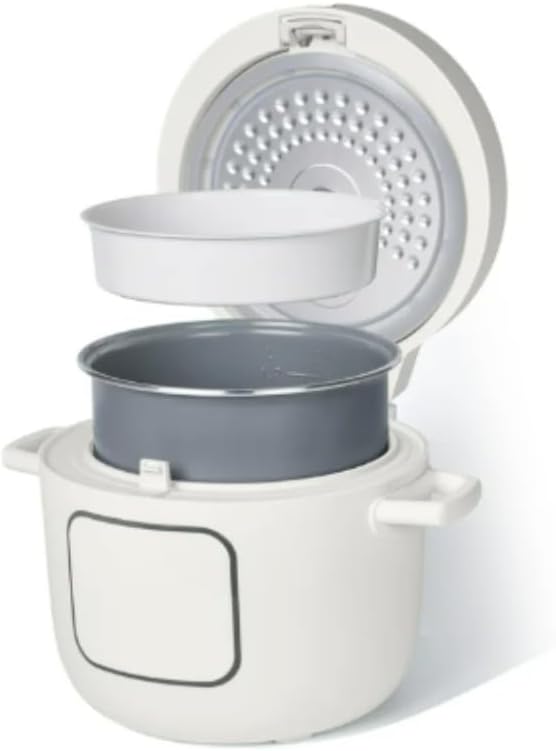 14-Cup Rice &amp Grain Cooker Touch-Activated Display 8 Presets Ceramic Nonstick Coating Steamer &amp Egg Tray Automatic Keep Warm Programmable 24 Hours White