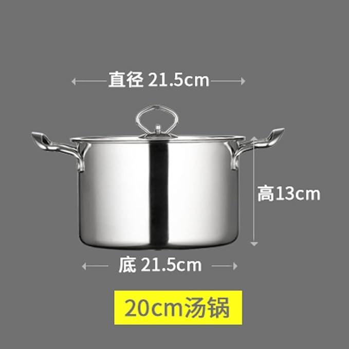 Cookware Set Stainless Steel Household Frying Pan Soup Pot Set Tool Steamer Frying Pan Glass Lid Kitchen Utensils (Color : A Size A (A