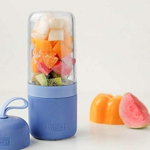 400ml Portable Juicer USB Rechargeable Multifunction Blender Mixer Vegetable Juice Cup Smoothie Maker Fruit Extractor(Blue)