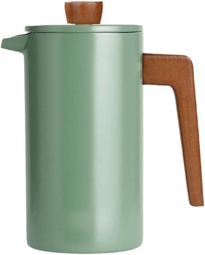 French Coffee Maker with Real Wood Handle Double Wall Insulation Hand Pour Coffee Maker for Coffee Tea
