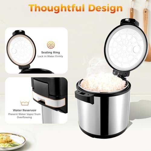 Commercial Rice Warmer &amp Food Warmer 19L (20Qt) Large Capacity Stainless Steel Rice Cooker Warmer with Non-Stick Pot 2 Adjustable Temperature Auto Keep-Warm for Restaurants Catering Parties