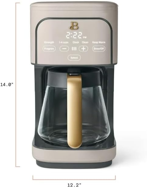 Beauti Coffee Maker 12 cup Programmable Brewing Versatility Advanced Programming 1200 W Keep Warm mode (Porcini Taupe)