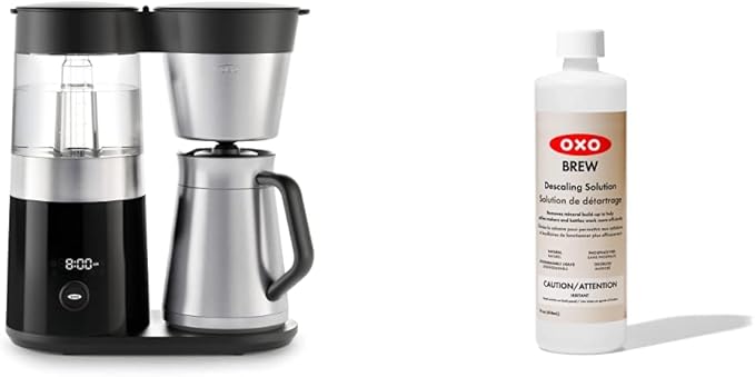 OXO Brew 9 Cup Stainless Steel Coffee Maker &amp BREW Descaling Solution - 14 Fluid Ounce Bottle