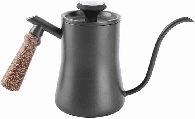 550ml Gooseneck Coffee Kettle Pour Over Coffee Maker with Thermometer Stainless Steel Leakproof Rustproof Kettle Ideal for Home Baristas &amp Enthusiasts (Black (thermometer model))