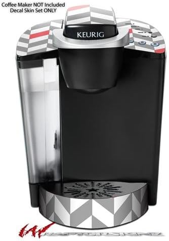 Decal Style Vinyl Skin compatible with Keurig K40 Elite Coffee Makers Chevrons Gray And Coral (COFFEE MAKER NOT INCLUDED)