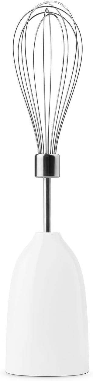 SMEG Handheld Immersion Blender with Beaker Chopping Bowl w/Lid Wire Whisk 5 Speed Controls made with Stainless Steel Blades and Ergonomic Design (White)