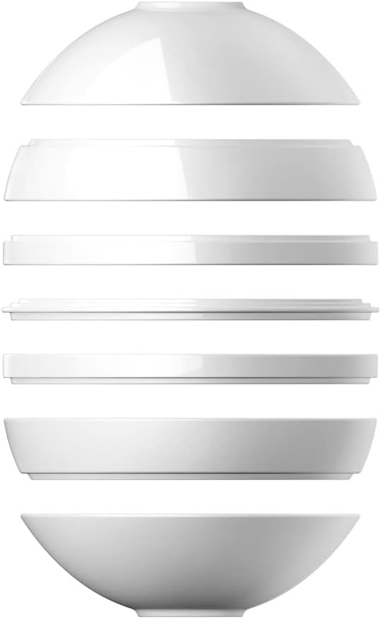 Villeroy &amp Boch Iconic Collection La Boule 7-Piece Dinnerware Set for 2 Premium Porcelain Made in Germany Dishwasher Safe 9.5 x 9 in White
