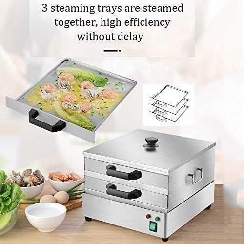 Electric Cantonese Rice Noodle Rolls Machine 2 Layer Stainless Steel Steamed Vermicelli Roll Steamer with 3 Steaming Tray - Easy and Efficient Cooking