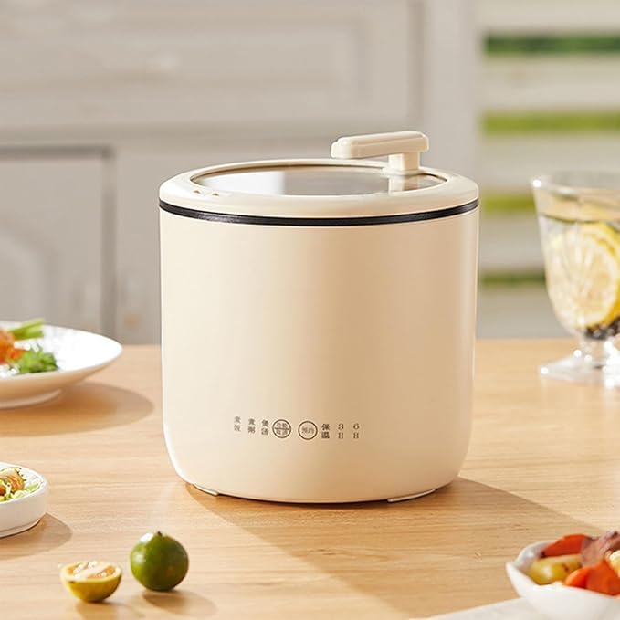 Mini Rice Steamer 220V Dorm Cn Maker Low Power Student Pot Porridge Cooker Household Congee Rice Cooker for Oven Cooker Rice Cookers (Beige)