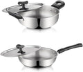 by Sylver Sandwich-Bottom Triply Stainless Steel 2 Pcs Cookware Set - Kadhai with Lid (22 cm 2 LTR) Fry Pan with Lid (22 cm 1.5 LTR) (Induction Friendly)
